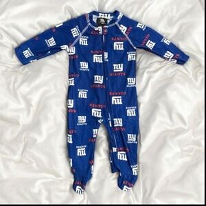 NFL Team Apparel Giants Blue and Red Kids One Piece Footie Pajamas